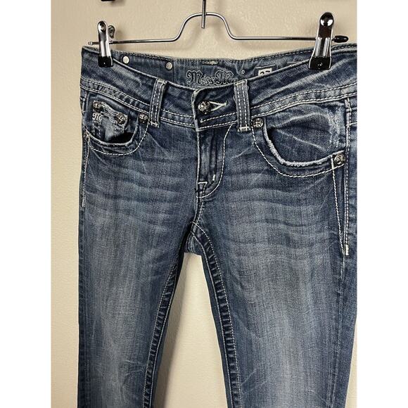 Miss Me Sz 27 Embellished Boot Cut Blue Denim Jeans - Picture 5 of 8